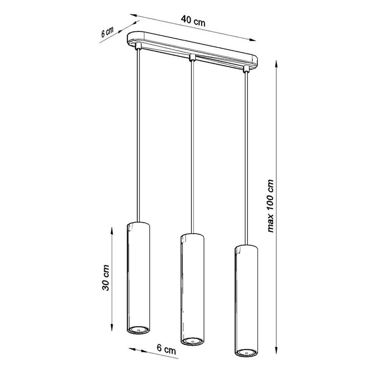 PENDELLEUCHTE Stahl Holz Schwarz 3-flammig - Braun, Holz (40/6/100cm)