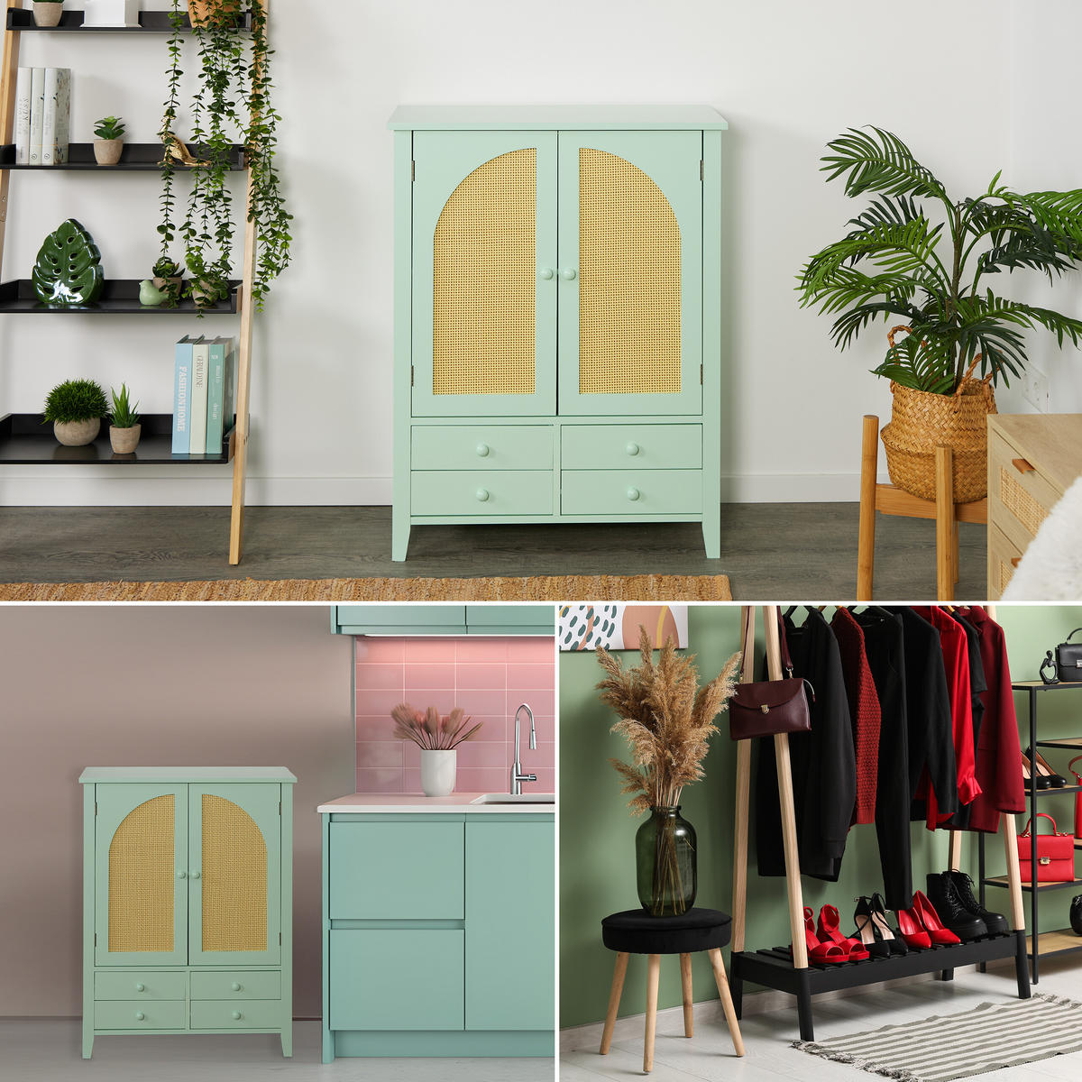 SIDEBOARD - Türkis, Holzwerkstoff/Kunststoff (70/90/34cm) - Relaxdays