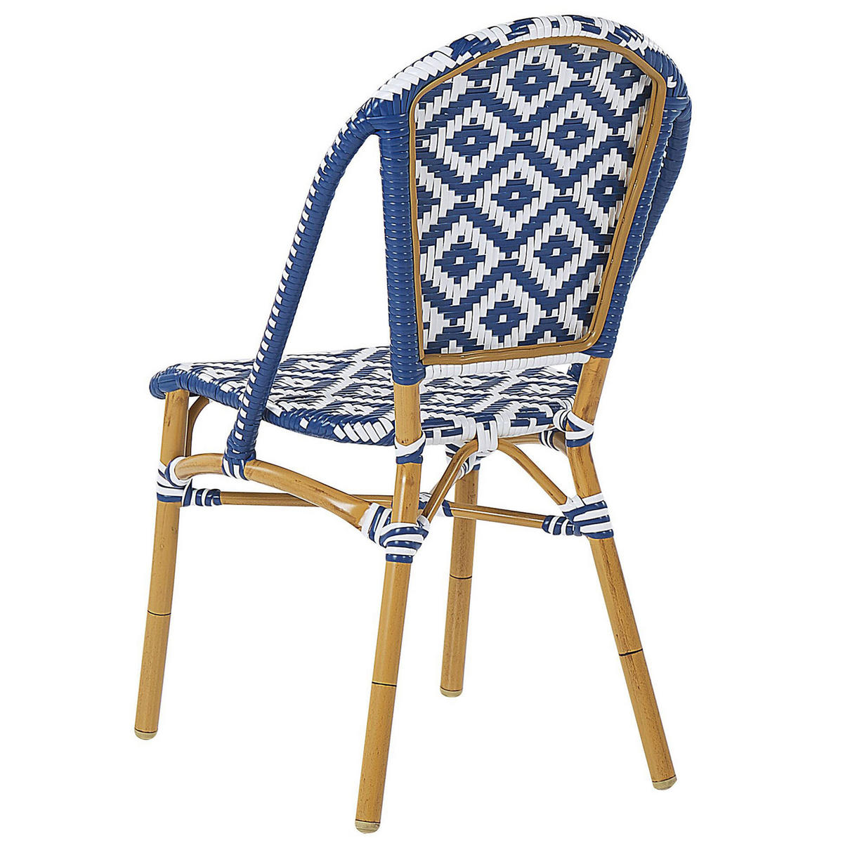 RATTANSTUHL 4er-Set blau/weiß Rifreddo - Blau/Beige, Kunststoff (46/88/55cm) - Beliani