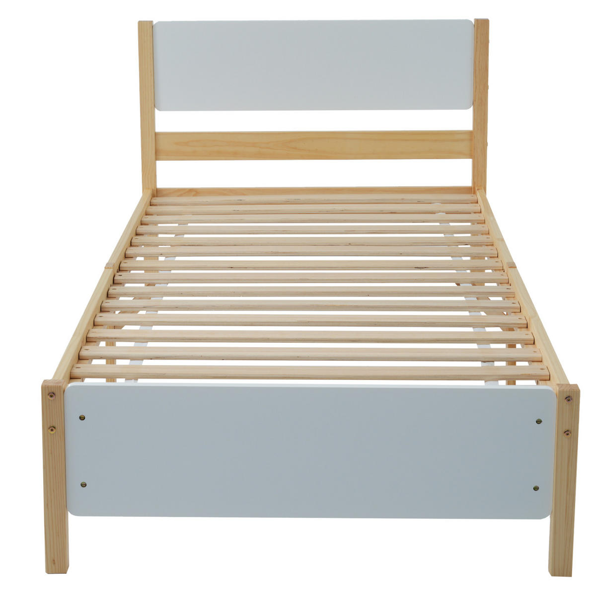 HOLZBETT 90x200 cm mit Kopfteil, Fußteil, Weiß-Natur - Weiß, Holz (90/200cm)