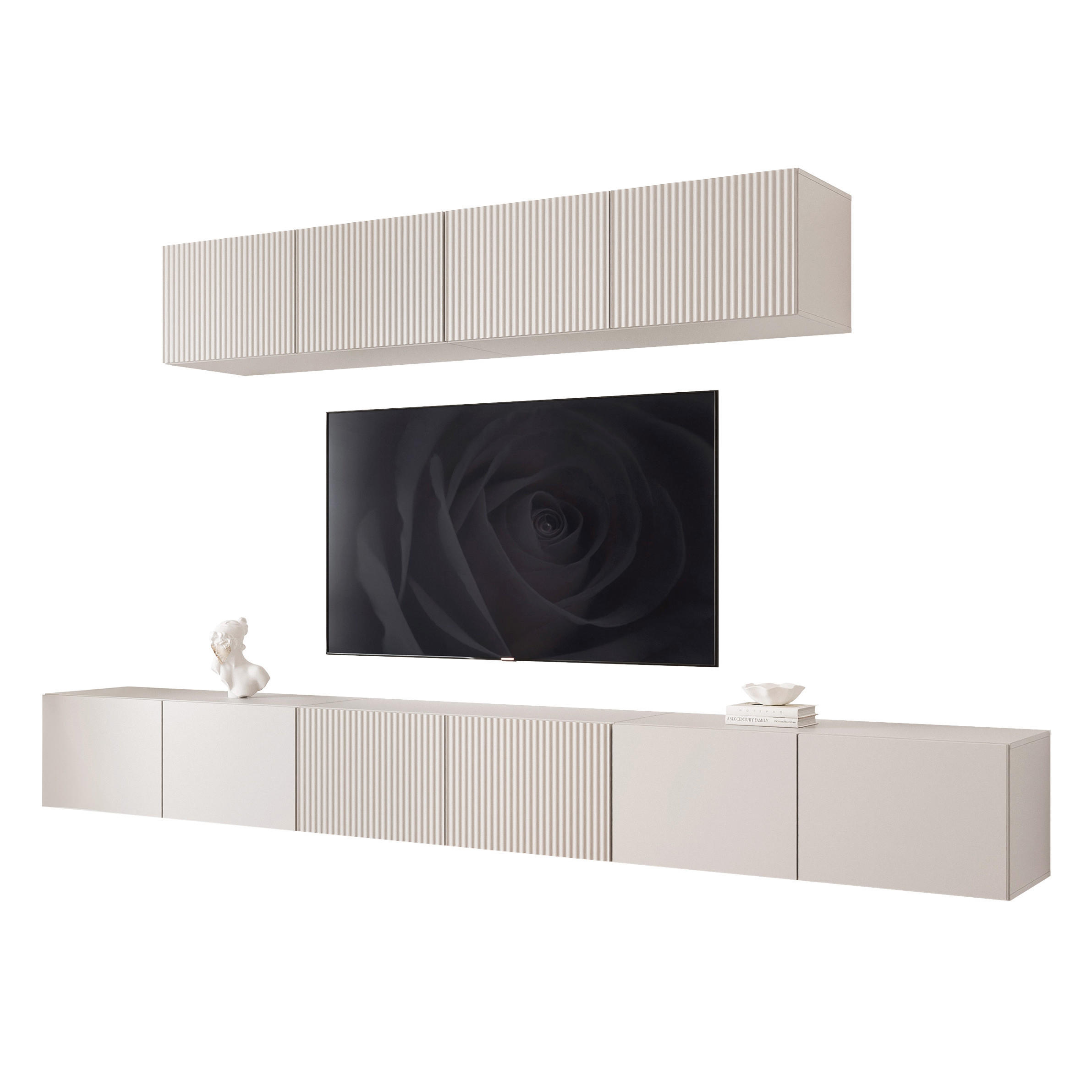 TV-LOWBOARD ANGEL VIII mit LED-Beleuchtung, 300 cm Kaschmir - Kaschmir, Holzwerkstoff (300/72/40cm) - Idohome