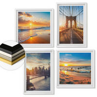 WANDBILDER 4er-Set - 50x50 cm & 40x60 cm Weißer Rahmen - Brücken, Sonnenuntergänge, Stadt - Weiß, Kunststoff (50/50cm) - ArtPrintCave