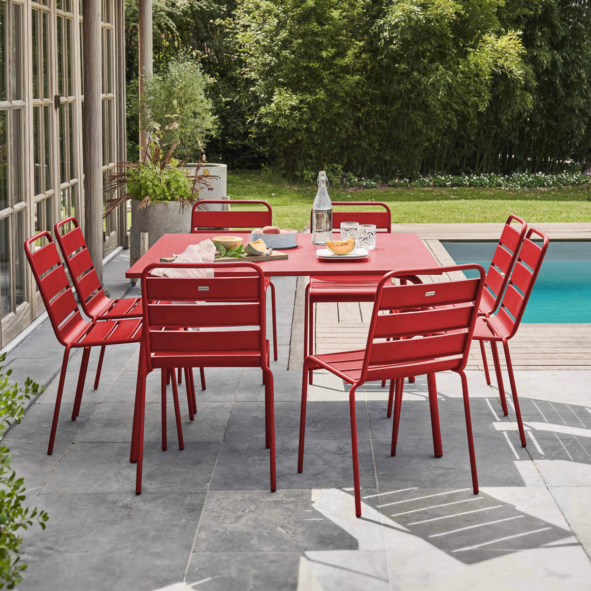 GARTENSET 9-tlg., Rot - Rot, Metall - Oviala