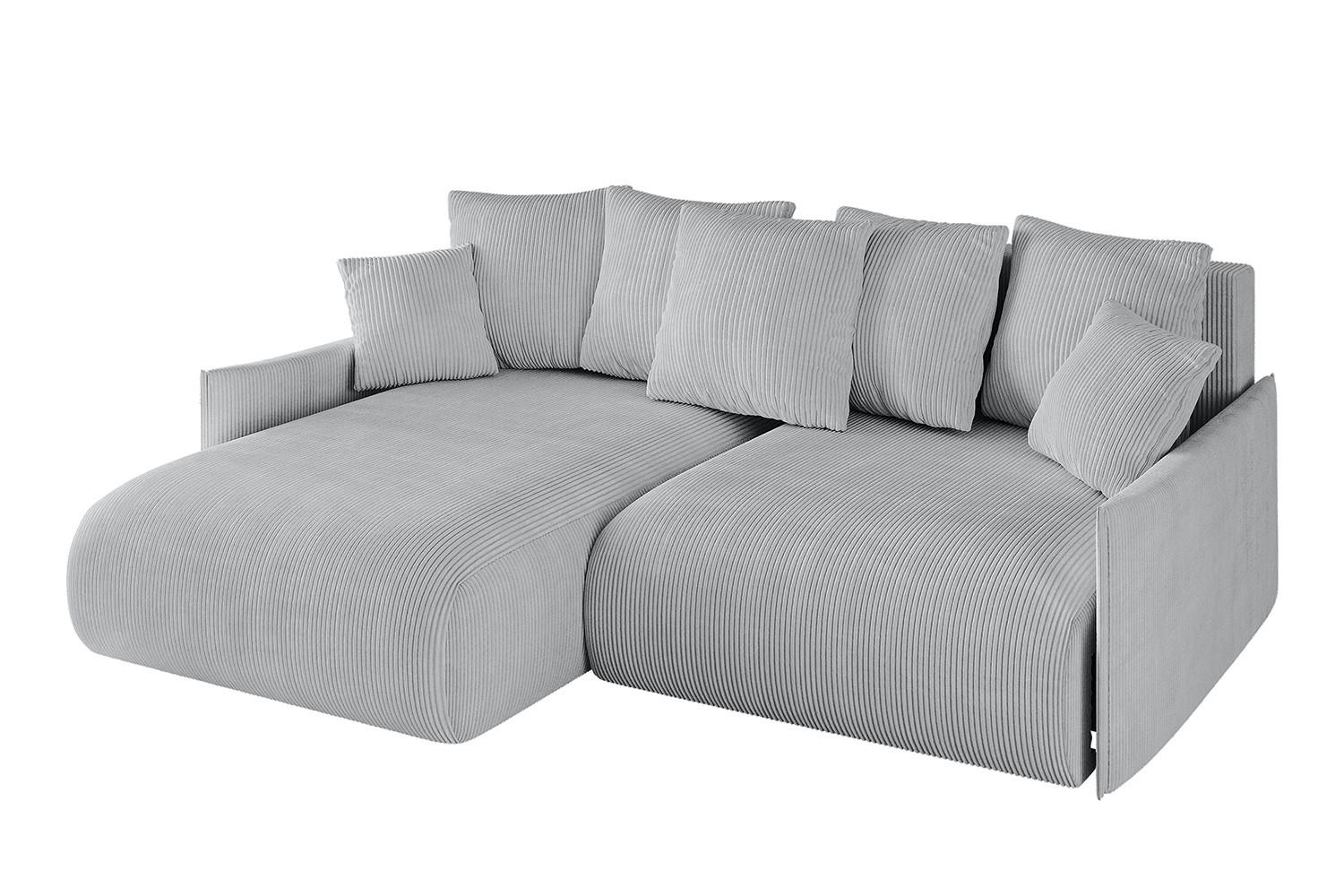ECKSOFA mit Schlaffunktion und Bettkasten ONESK-L -v1 208x165x40 Grau Cord - Grau, Holzwerkstoff/Kunststoff (208/165cm) - ALTDECOR