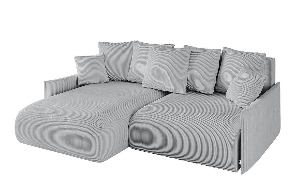 ECKSOFA mit Schlaffunktion und Bettkasten ONESK-L -v1 208x165x40 Grau Cord - Grau, Holzwerkstoff/Kunststoff (208/165cm) - ALTDECOR