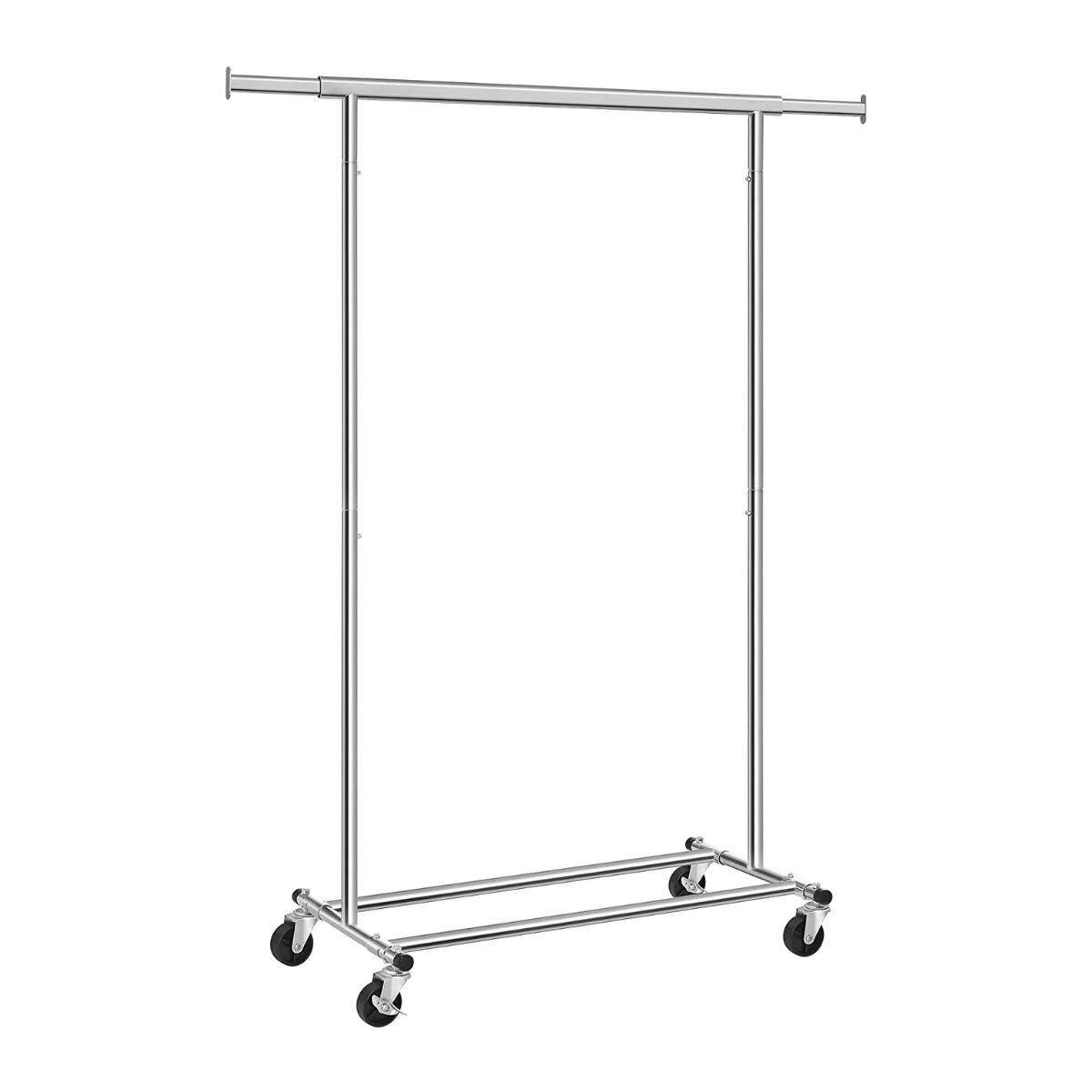 KLEIDERSTÄNDER auf Rädern mit ausziehbarer Kleiderstange 92-132 cm - Silberfarben, Metall (45.5/160/92cm) - Calicosy