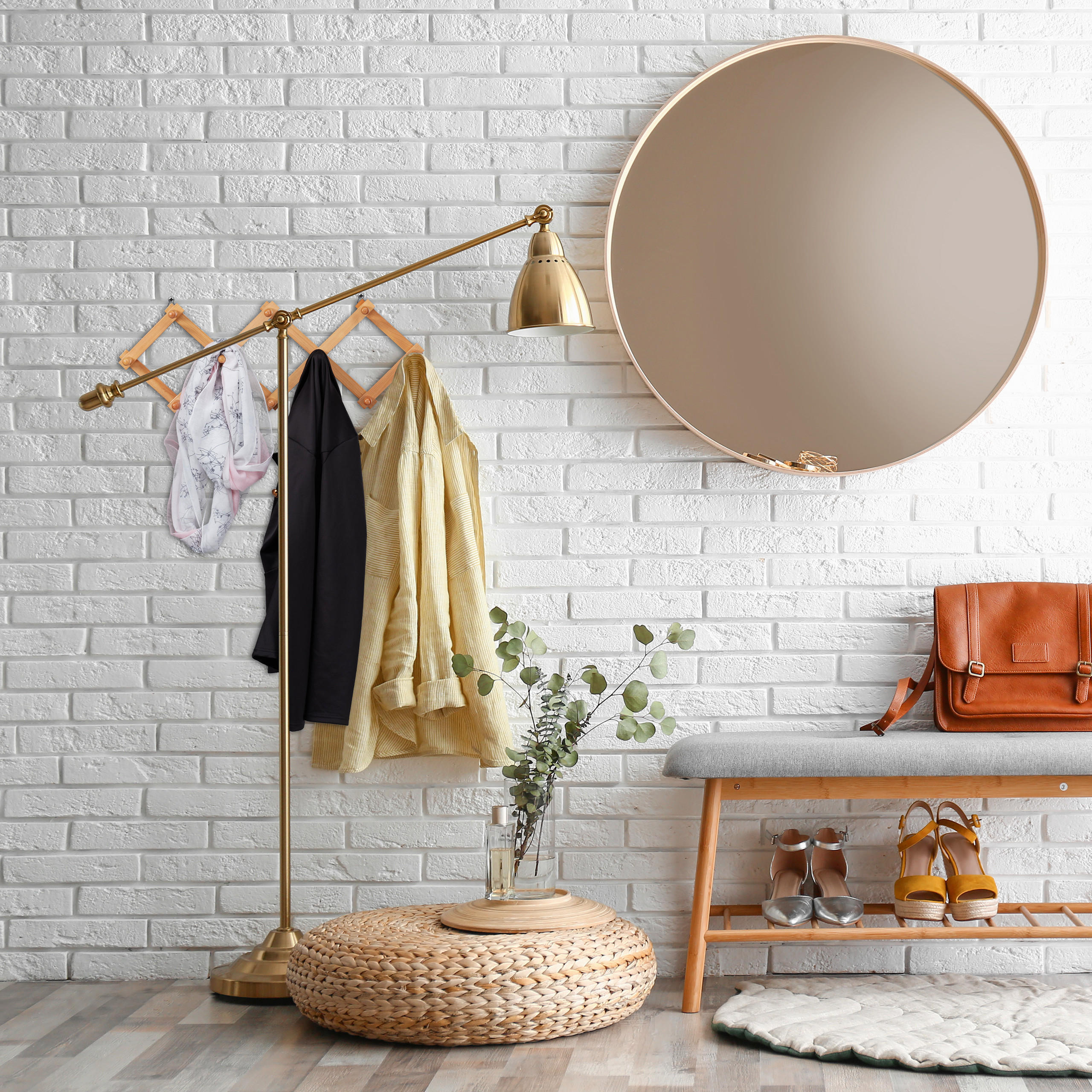 WANDGARDEROBE - Hellbraun, Holz (87.5/5.5/7.5cm) - Relaxdays