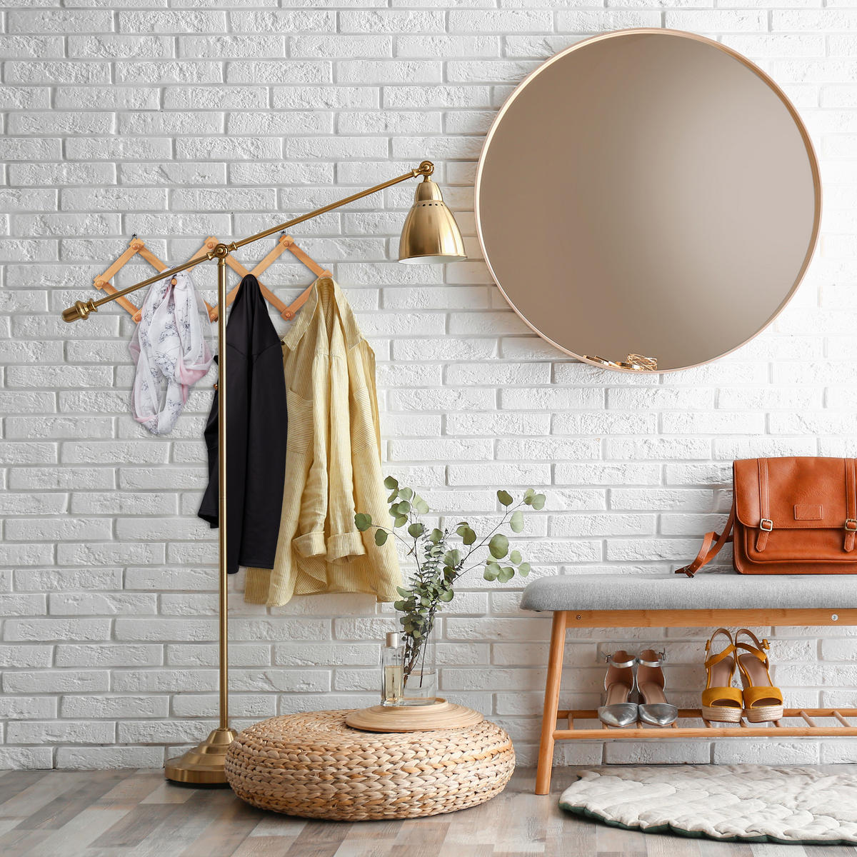 WANDGARDEROBE - Hellbraun, Holz (87.5/5.5/7.5cm) - Relaxdays
