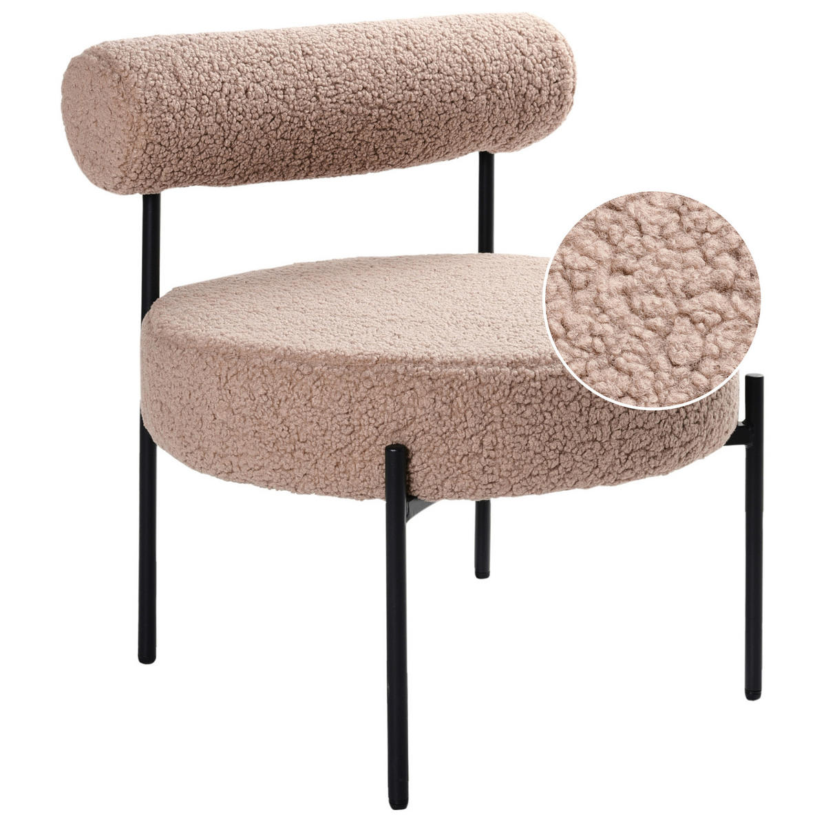 SESSEL Taupe Alpha - Taupe/Schwarz, Textil (60/66/60cm) - Beliani