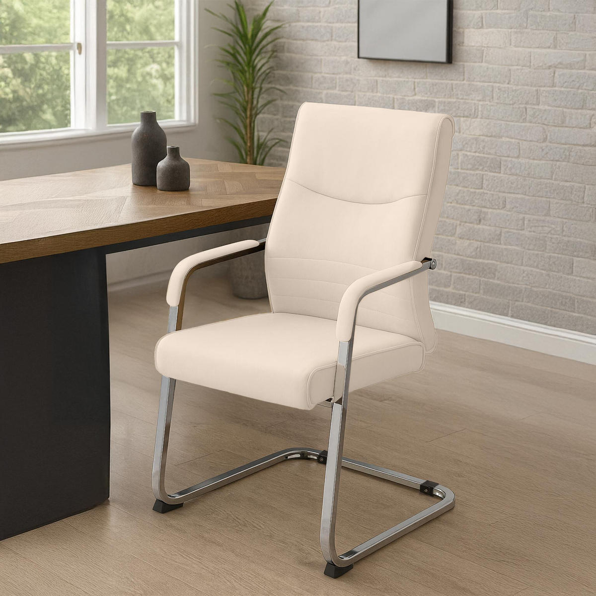 SCHWINGSTUHL Lederlook Creme - Creme, Textil/Metall (55/88/60cm) - CLP