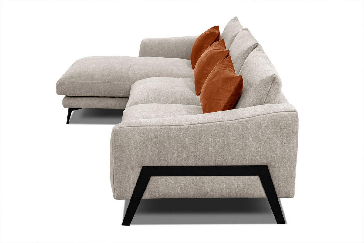 ECKSOFA WINTER 4-Sitzer, ecru - Ecru/Schwarz, Holzwerkstoff/Textil (158/269cm) - Courtois Laville
