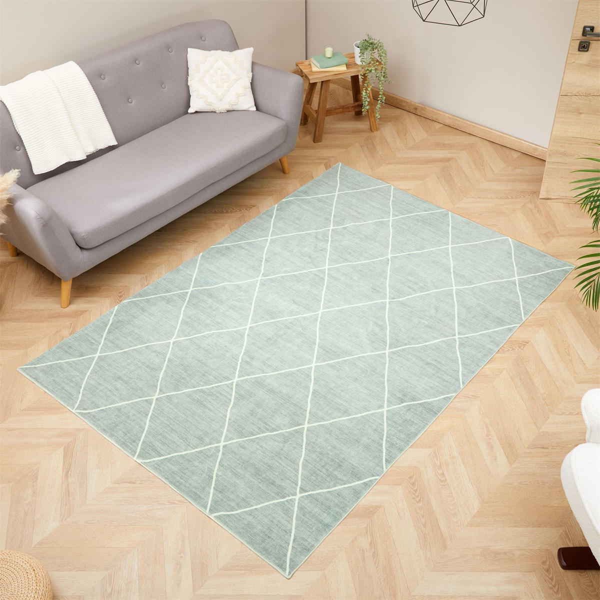 TEPPICH RHOMB - Jadegrün, Textil (160/230cm) - IDIMEX