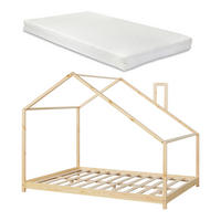 KINDERBETT Siuntio mit Matratze - Naturfarben, Holz (120/200cm) - [en.casa]