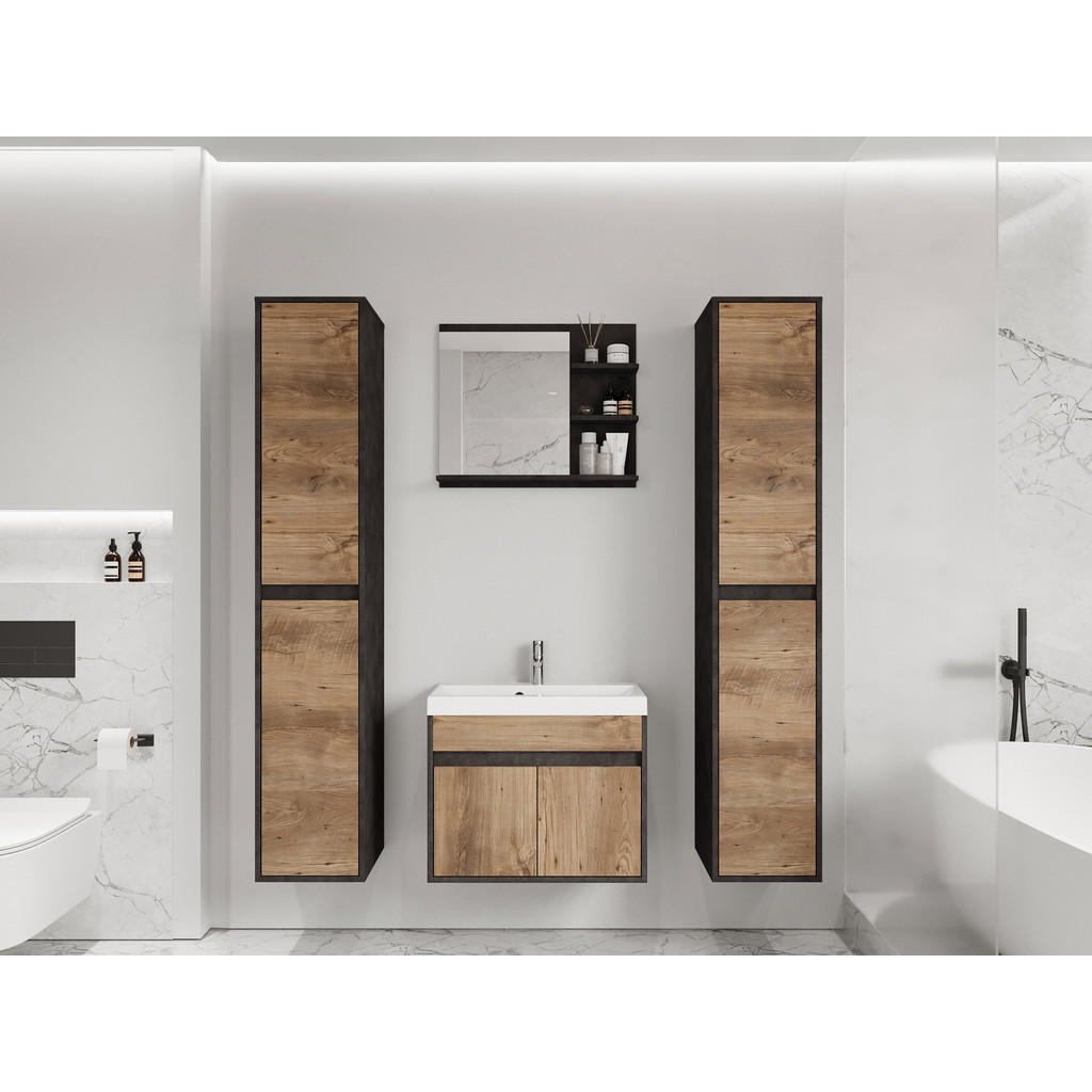 Thumbnail - Mirjan24 Badmöbel-Set, Braun, Holzwerkstoff, 31x160x31 cm, Badezimmer, Badmöbelsets & Badmöbelserien, Badmöbel-Sets