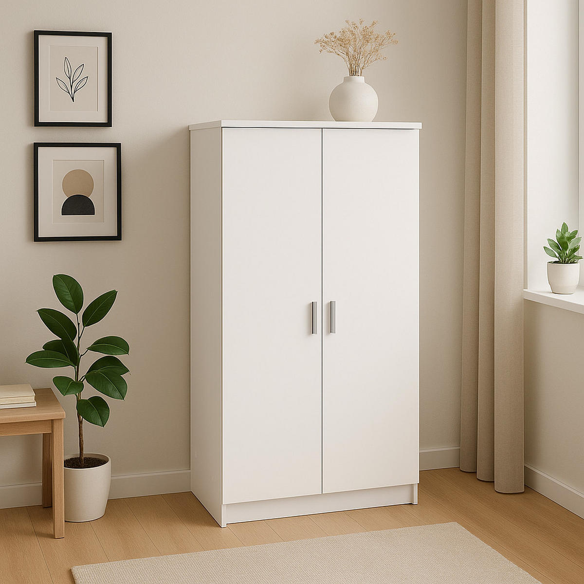 SCHUHSCHRANK 2 Türen L54,6 cm (21 Paare) - Schuhe - Weiß, Holzwerkstoff (35.3/108.4/54.6cm) - Calicosy