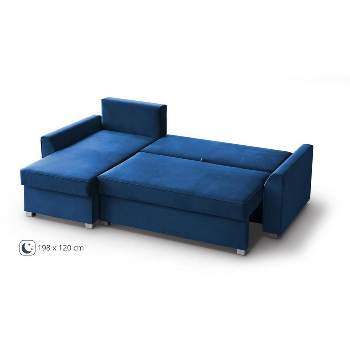 ECKSCHLAFSOFA Teramo dunkelblau - Schwarz/Dunkelblau, Kunststoff/Textil (235/150cm) - Beautysofa