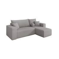 ROHOVÁ SEDAČKA s funkcí spaní, otoman vpravo SENO-L 249x139x85 světle šedá bouclé - černá/stříbrná, kompozitní dřevo/textil (249/139cm) - ALTDECOR
