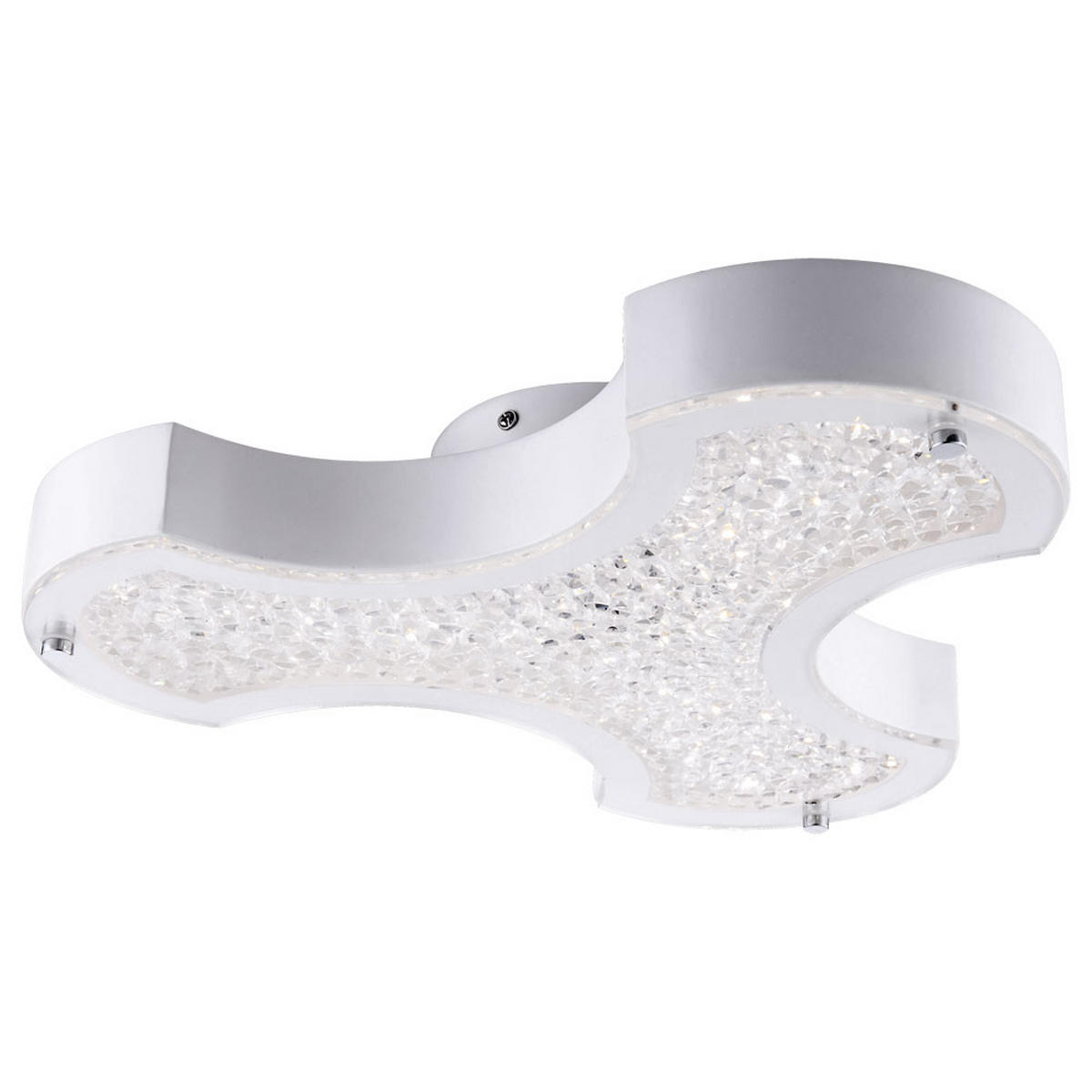 LED DECKENLEUCHTE Kristalle Weiß Metall - Weiß, Glas (37/34.3/7cm) - Globo Lighting