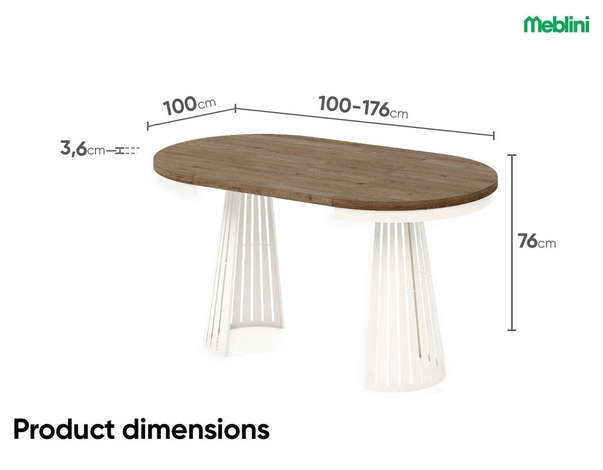 ESSTISCH Cone Bis - Kaschmir/Alteiche, Holzwerkstoff/Metall (100/100/76cm) - Meblini