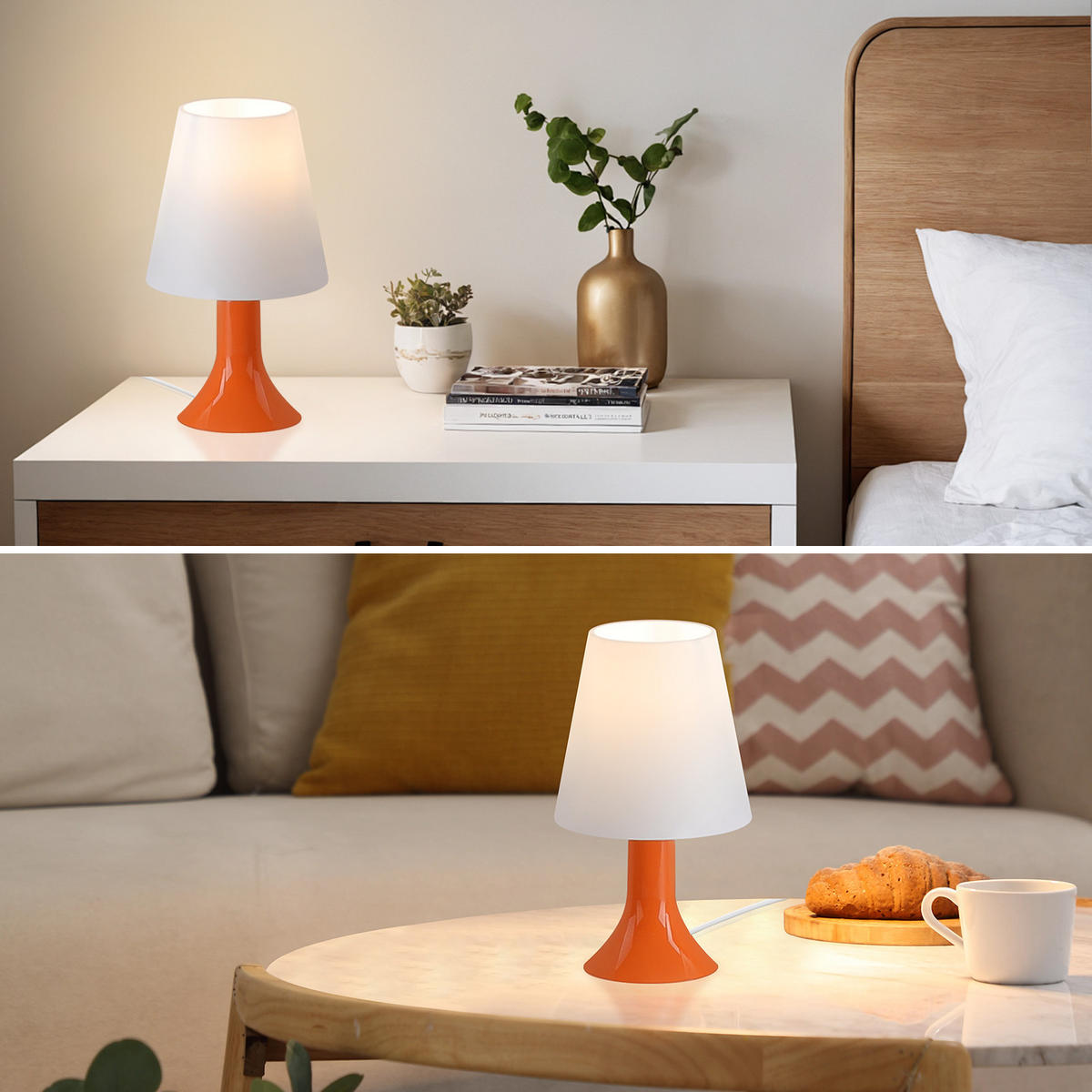 TISCHLEUCHTE Naumov (2er-Set) - Orange, Kunststoff (24.5/9/13cm) - Nettlife