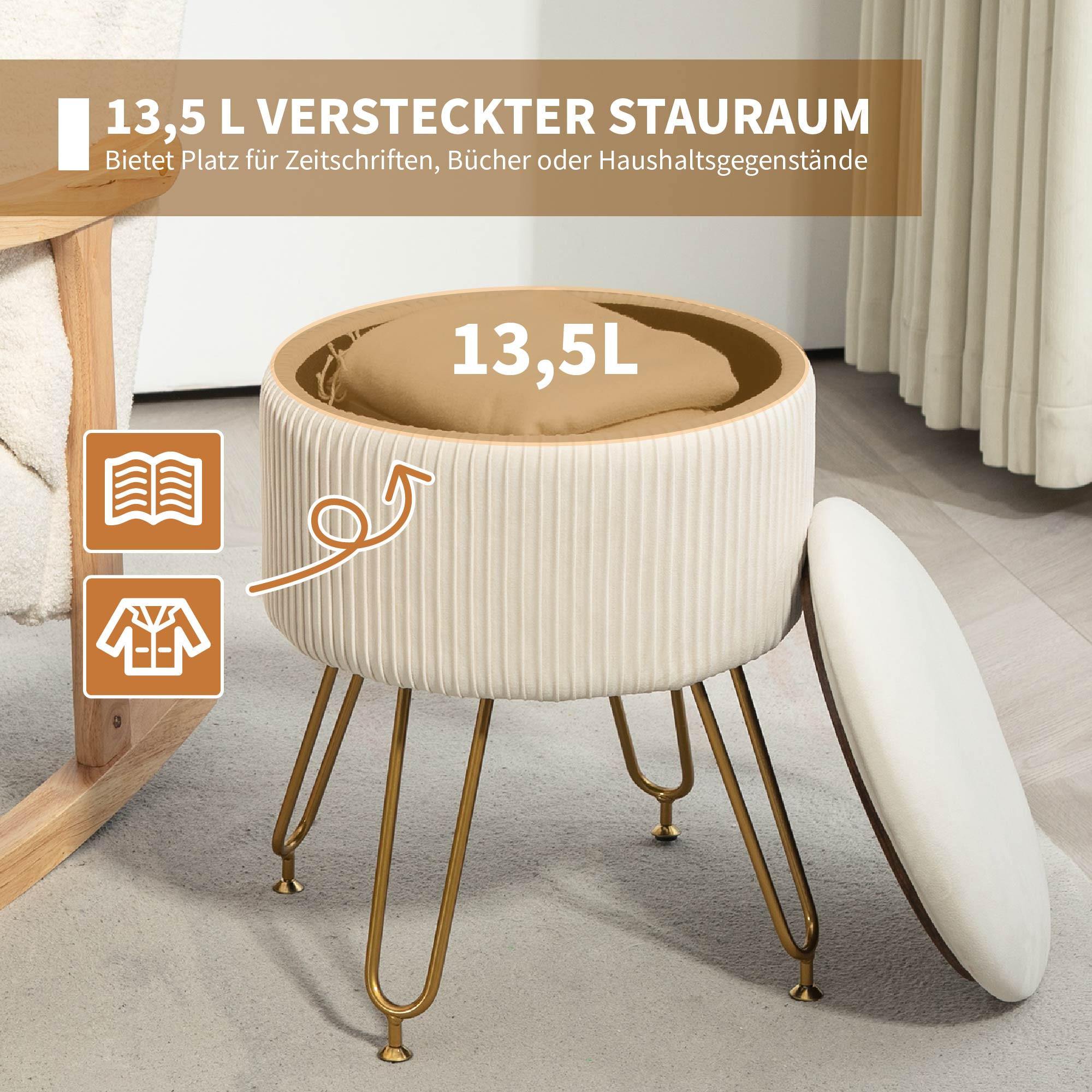 Homcom Sitzbank Creme 40x48x40 cm