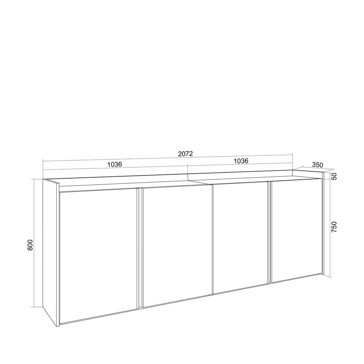 SIDEBOARD, Dunkler Eiche und Schwarz, 207/35/80cm - Dunkelbraun, Holzwerkstoff (207/80/35cm) - Skraut Home