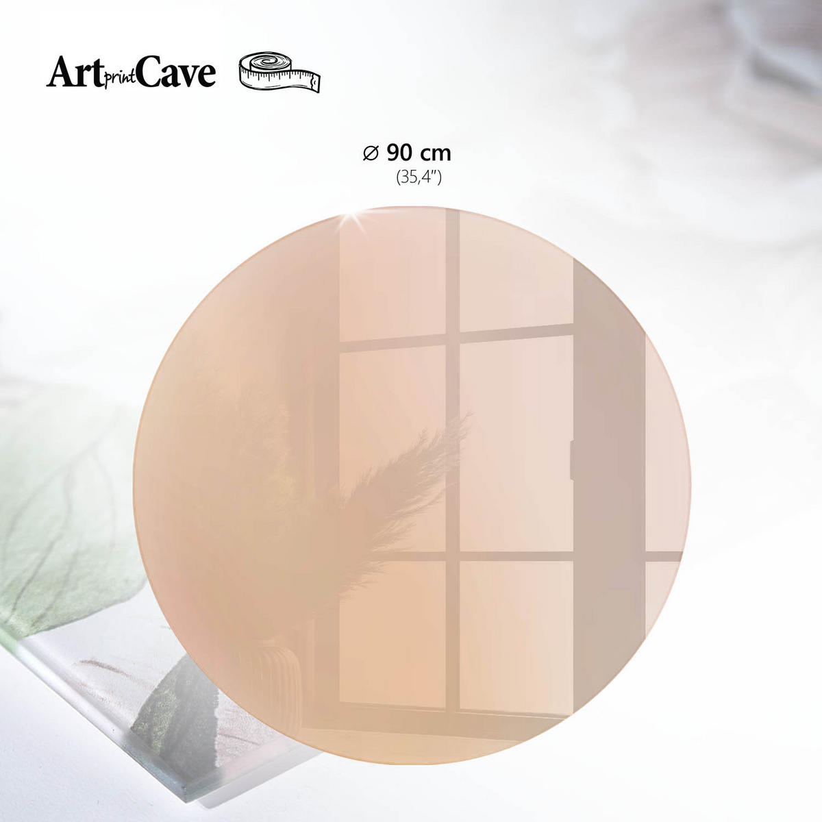 TISCHPLATTE fi90 cm – Beige Farbverlauf - Weiß, Glas (90/90/0.4cm) - Wallfluent