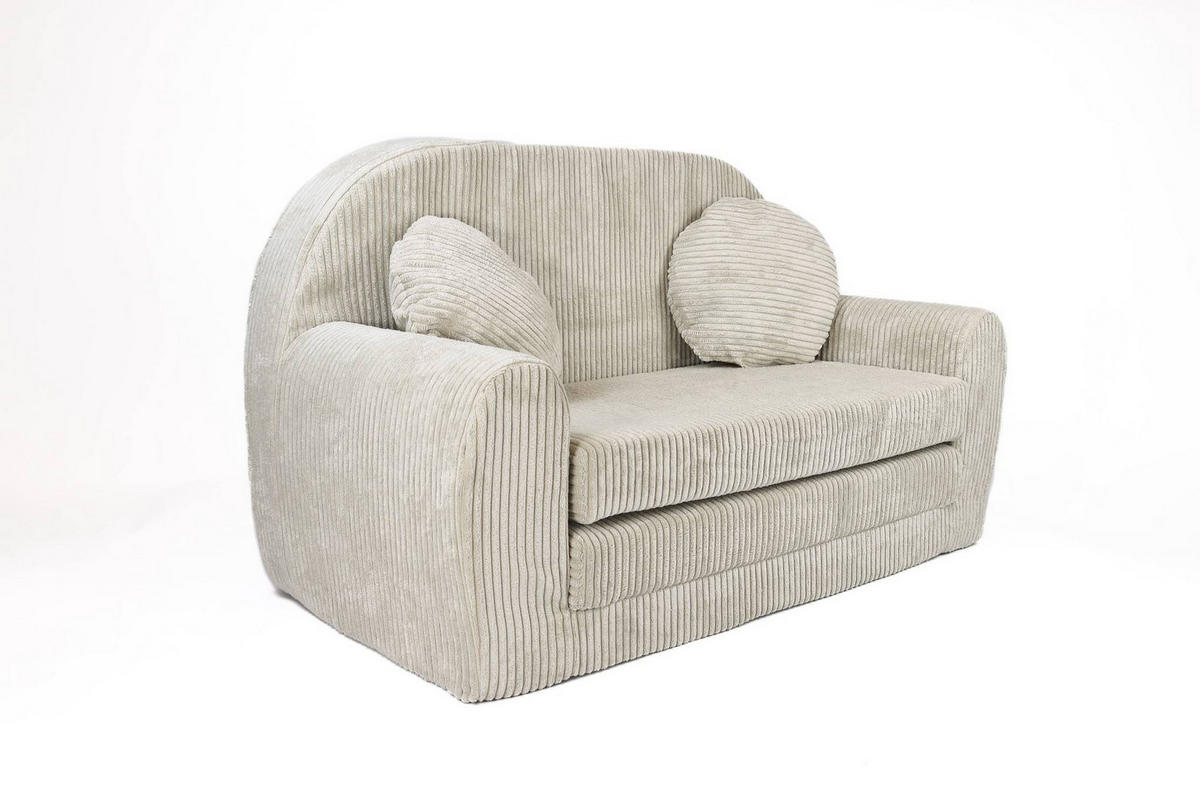 KINDERSOFA MIT VERLÄNGERUNG aus Kuschel-Cord in Beige - Beige, Textil (100/60/50cm) - Fortisline