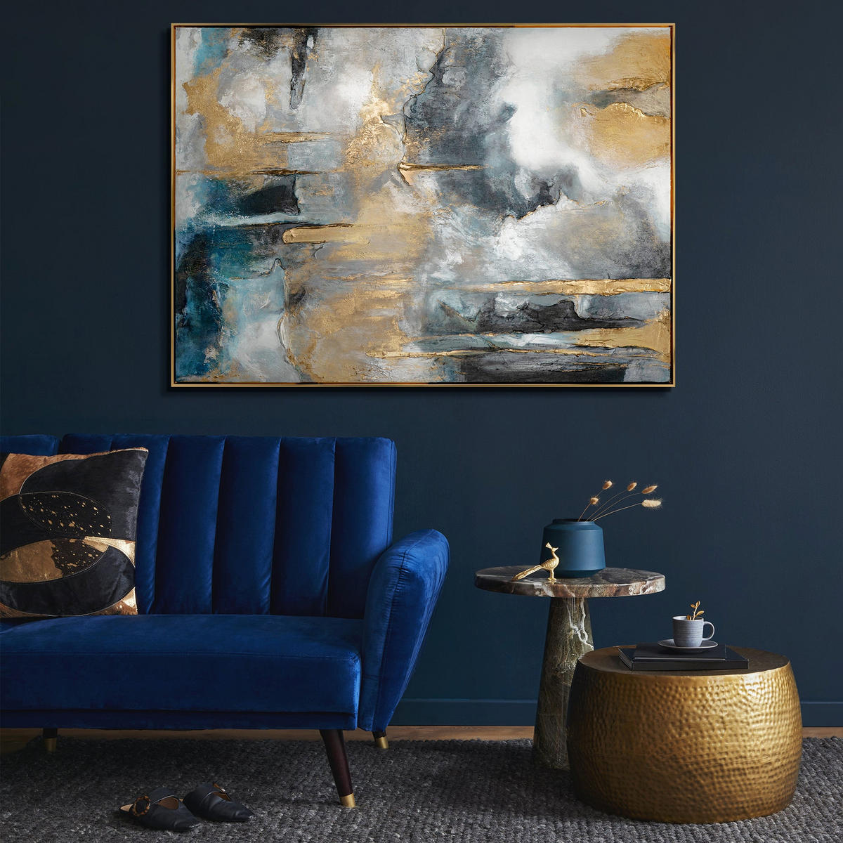 GEMÄLDE Goldene Konsonanzen II Schattenfugenrahmen Gold 120x80 cm - Goldfarben, Holz (120/80cm) - YS-art gallery