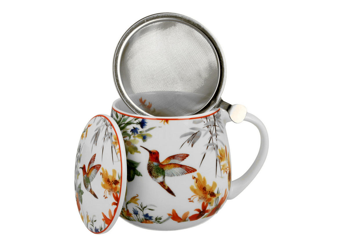 TEETASSE mit Sieb in Fassform LINNEA - Weiß, Keramik (0.43L) - DUO PORCELAIN