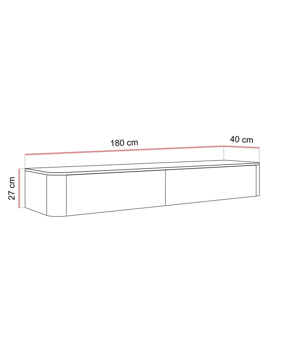 TV-SCHRANK SAGE 180/40/27 cm Kaschmir hängend Griffe Goldchrom - Kaschmir/Goldfarben, Holzwerkstoff (180/27/40cm) - Lookway