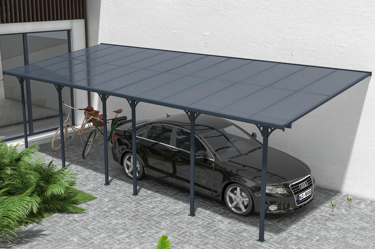 PERGOLA / CARPORT Kleo Grau 8m x 3m - Grau, Metall (748/270/300cm) - Cazeboo