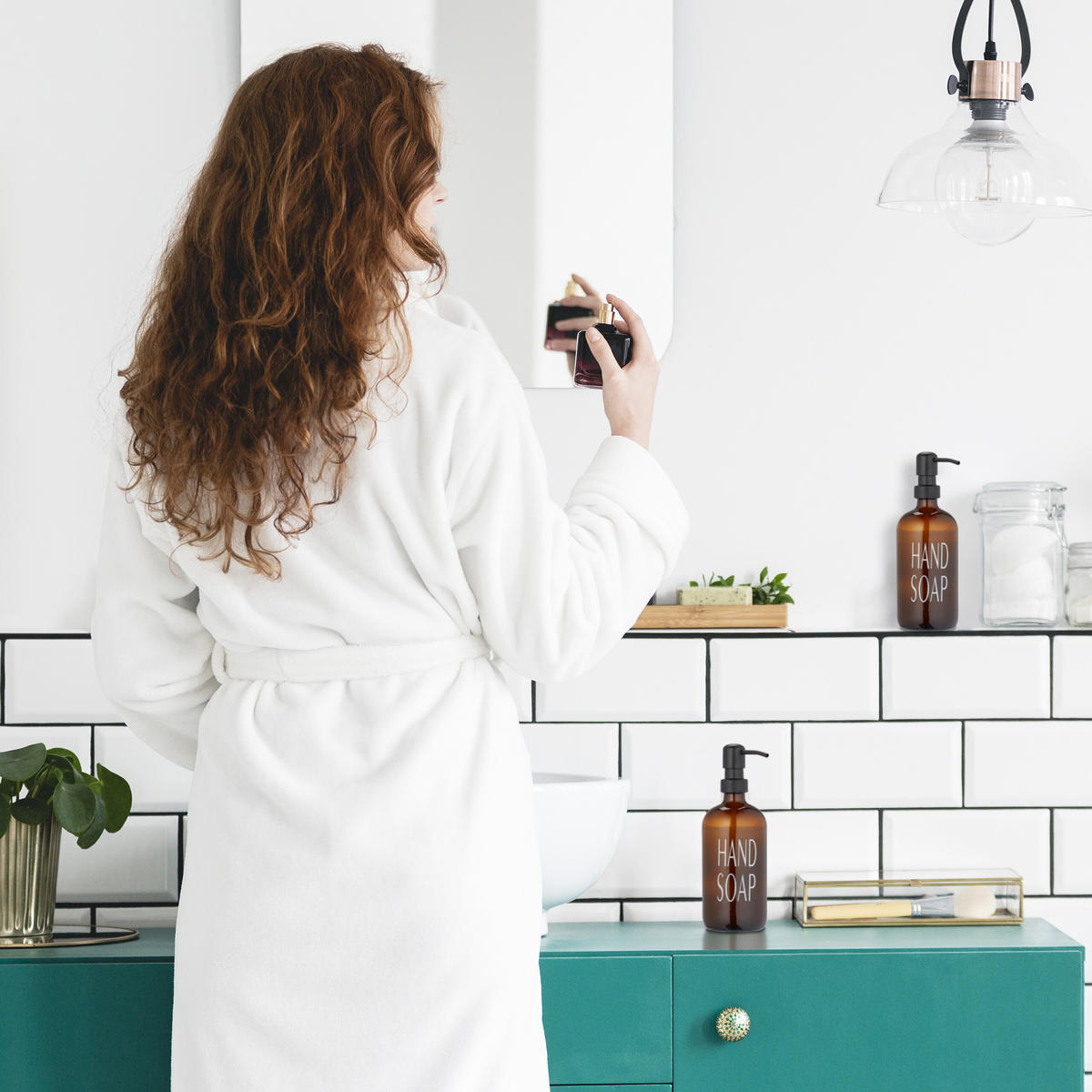 2XGLAS-SEIFENSPENDER - Braun, Glas/Metall (9/22/7cm) - Relaxdays