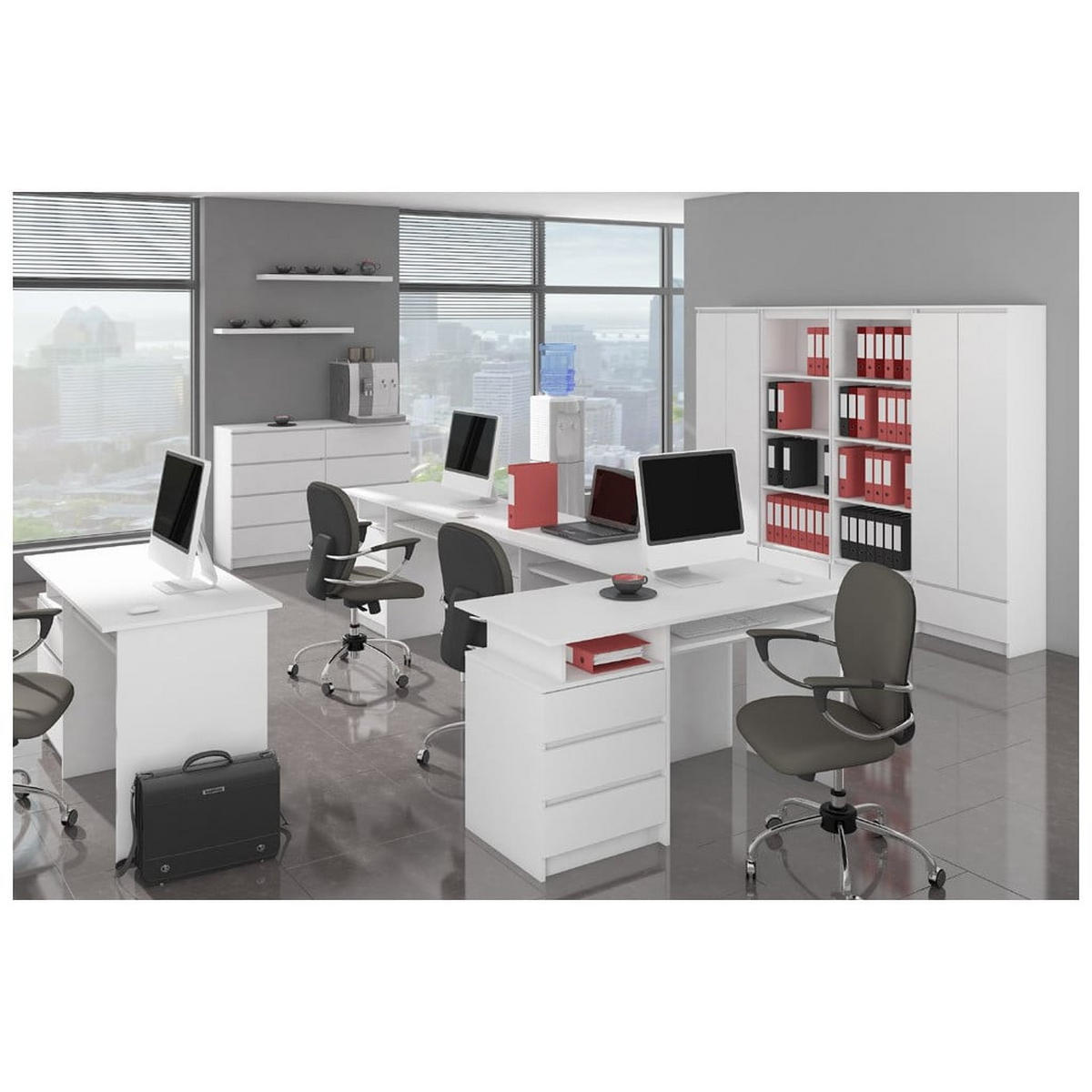 SCHREIBTISCH Weiß Matt 77/135/60 - Weiß, Holzwerkstoff (60/135/77cm) - RAUMHIRSCH FURNITURE