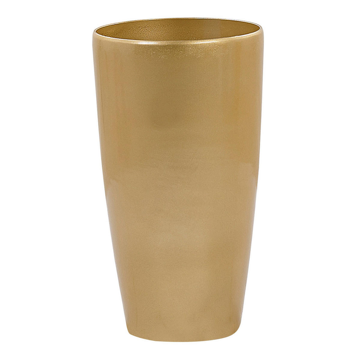BLUMENTOPF 2er-Set gold rund 32/32/58 cm Tseria - Goldfarben, Stein (58cm) - Beliani
