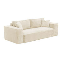 SOFA 3-Sitzer mit Matratze - Cord - Beige - Liegefläche 140 cm - Matratze 13 cm mit Memory Schaum - AMELIA - Beige, Textil (216/80/105cm) - Vente-Unique