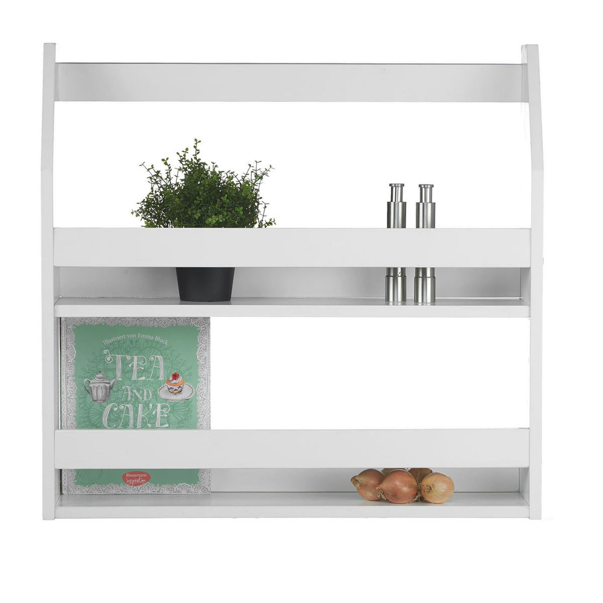 WANDREGAL weiß Bücher 63/60 cm - Weiß, Holz (63/60/15cm) - Homestyle4u