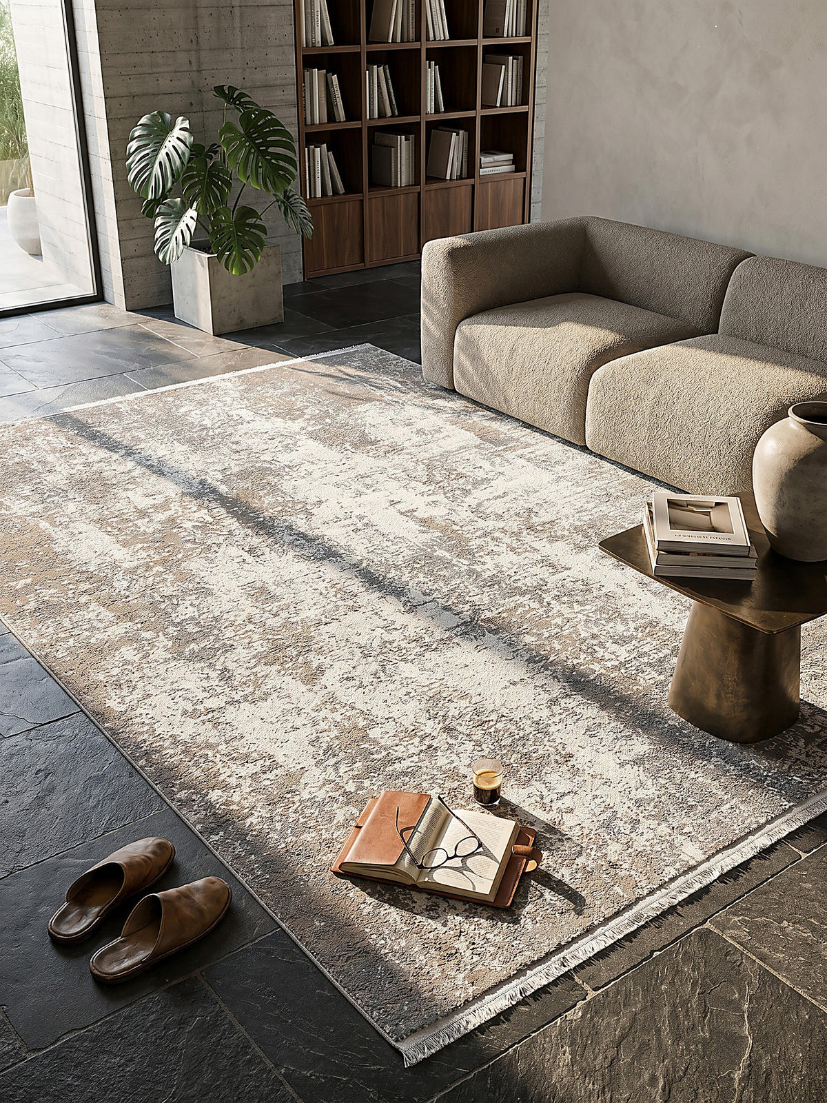 KURZFLORTEPPICH Vintage VARA Polyester Beige 160 x 230 cm - Beige, Textil (160/230cm) - KADIMA DESIGN