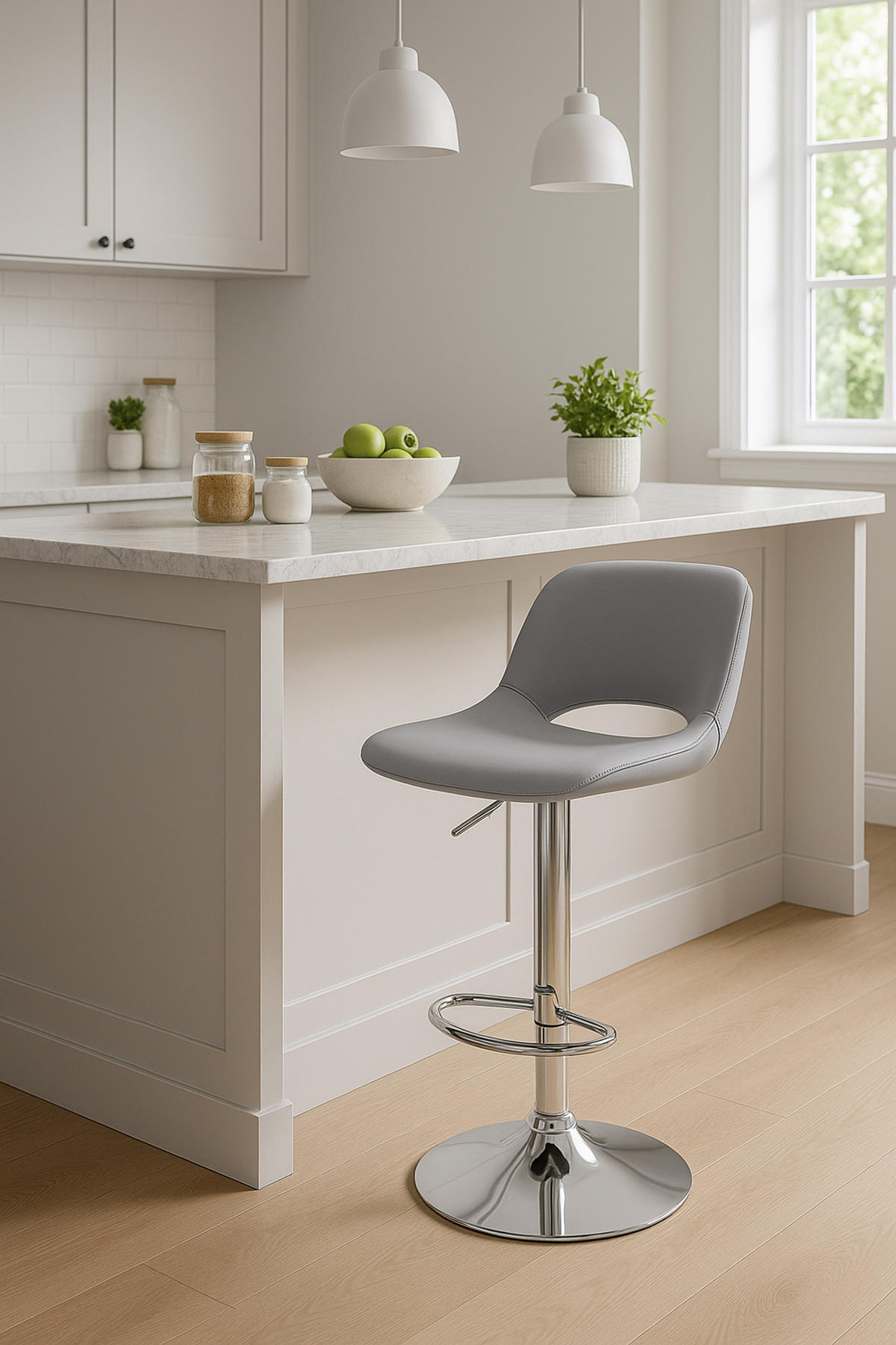 BARHOCKER Campus Kunstleder chrom grau - Chromfarben/Grau, Kunststoff/Metall (42/107/46cm) - TPFLiving