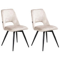 ESSZIMMERSTUHL 2er-Set drehbar Samtstoff Hellbeige Hallett - Beige, Textil (50/83/57cm) - Beliani