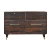 KOMMODE mit edlem Velvet-Mocha-Finish, 6 Schubladen, dunkelbraun - Dunkelbraun, Holz (130/85/35cm) - Artisan Furniture