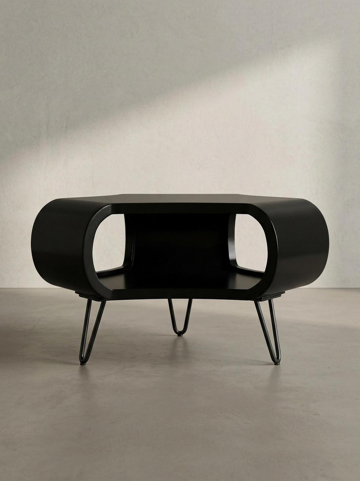 COUCHTISCH Schwarz Massivholz Mango mit Stauraum 60x60x35 cm Haarnadelbeine - Schwarz, Holz/Metall (60/60/35cm) - KADIMA DESIGN