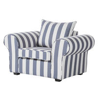 SESSEL - Webstoff - Blau gestreift - Blau, Holz/Textil (130/88/88cm) - home24