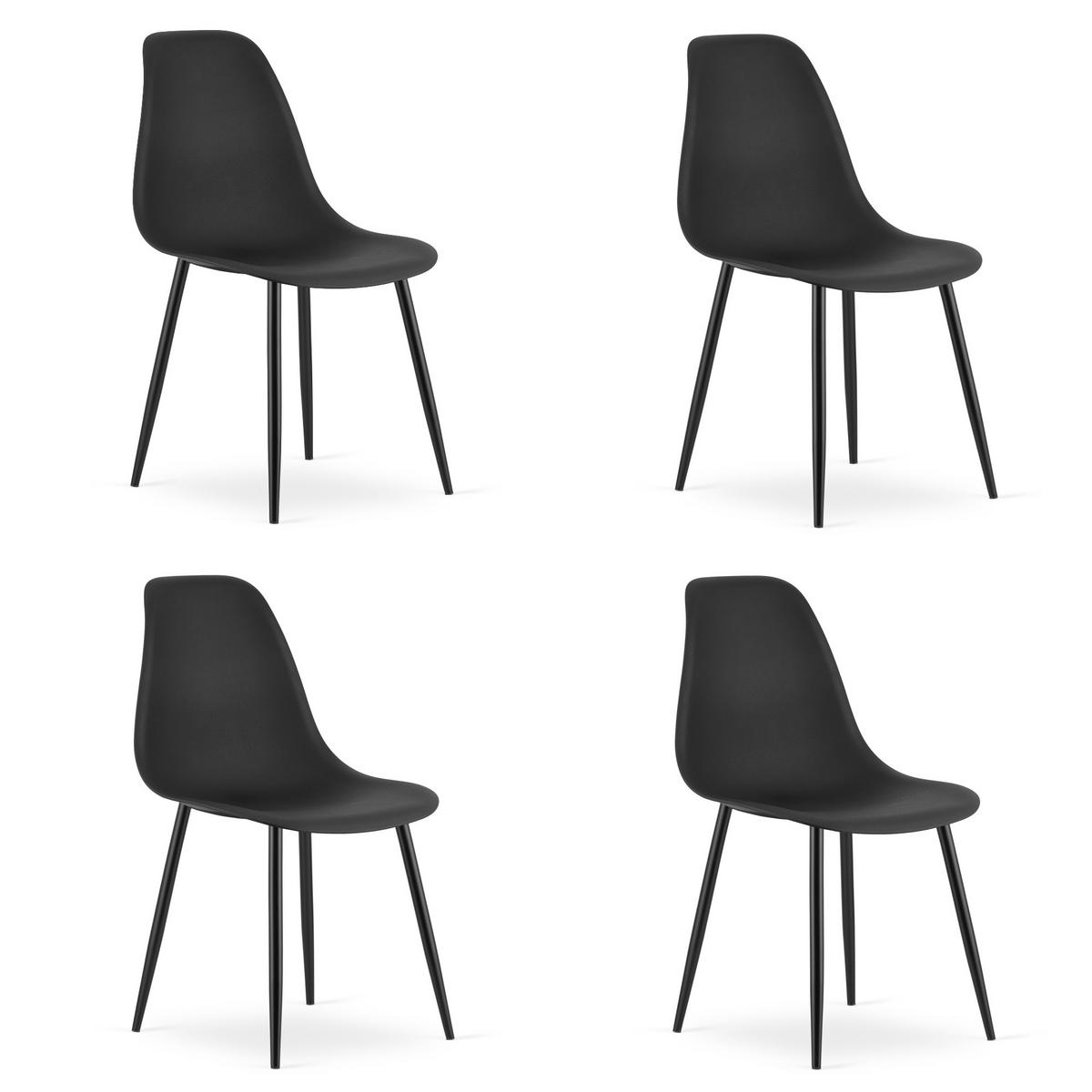 ESSZIMMERSTUHL 4-er Set KALEO schwarzer Sitz, schwarze Beine - Schwarz, Kunststoff (46/84/51cm) - Valora