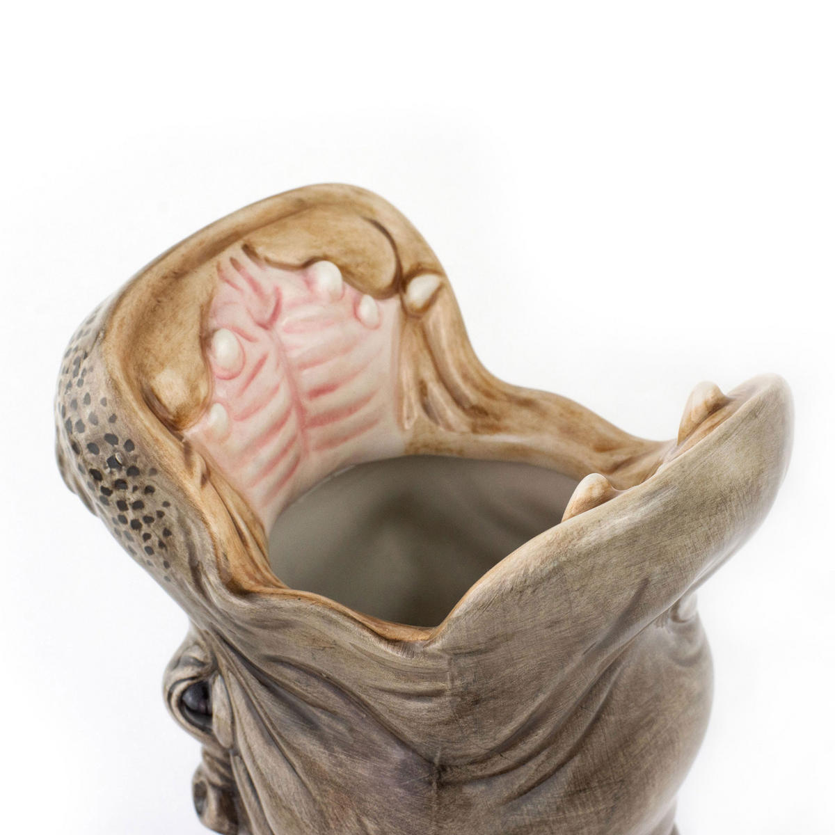 BLUMENVASE Hungry Hippo, Dolomit, Grau, 29 cm - Grau, Keramik (29cm) - Donkey Products