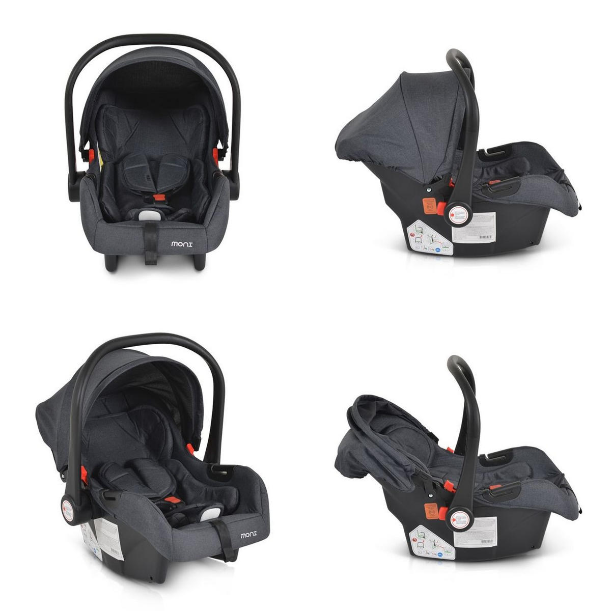BABYSCHALE Trio i-Size schwarz (40 - 87cm) Adapter, Fußabdeckung, weiches Kissen - Schwarz, Kunststoff (44/68/44cm) - Moni