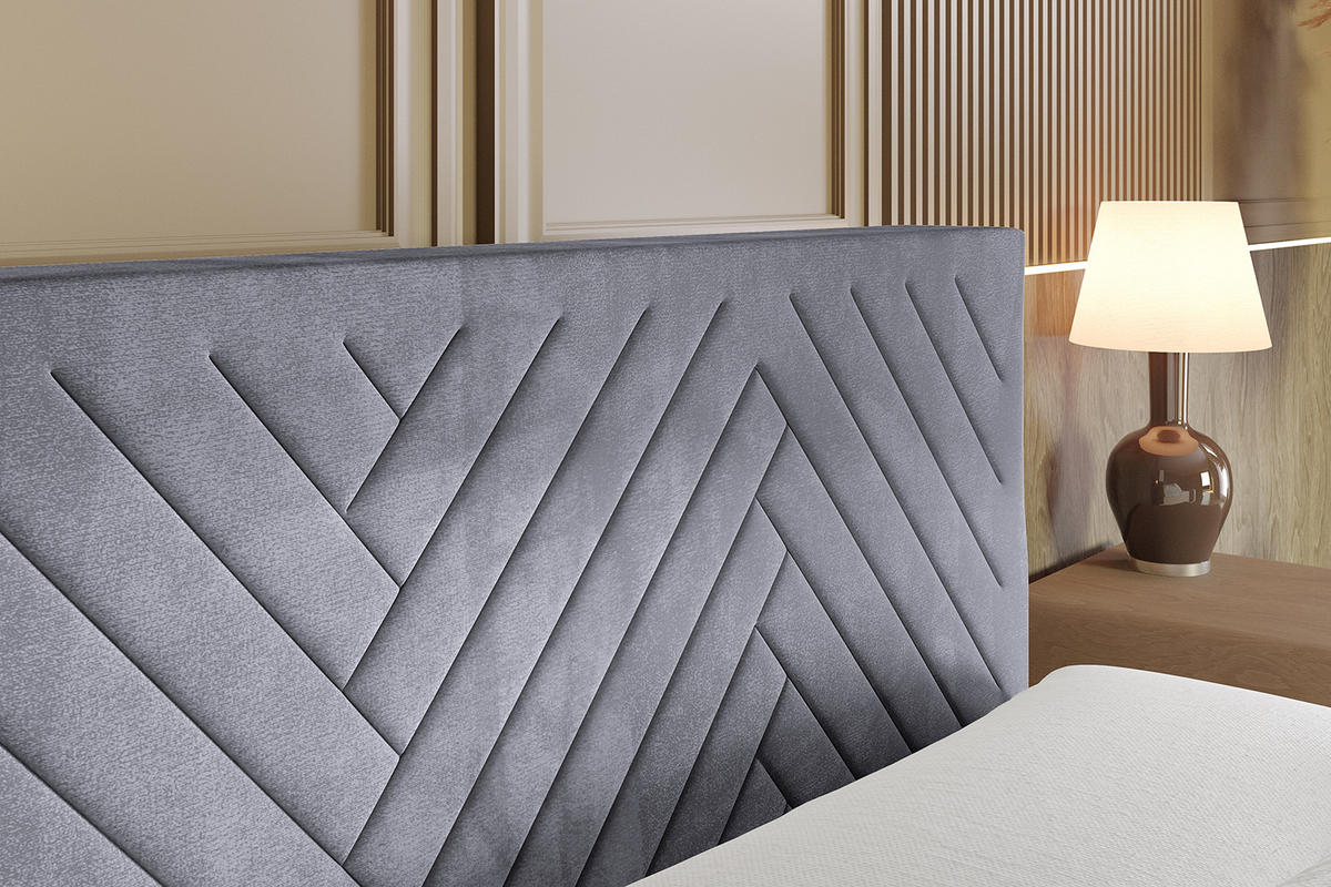 BOXSPRINGBETT mit Matratze und Lattenrost - VEXA-Z KING-160x200 - Dunkelgrau Casablanca - Dunkelgrau, Holzwerkstoff (160/200cm) - ALTDECOR