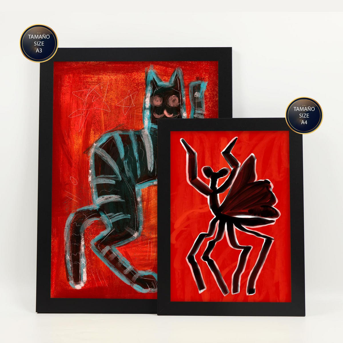POSTER Set Mit 6 Kreaturen Frames 1 In Tiere Abstracts Ästhetische Dekorative Gemälde Für Ihr Wohnzimmer Schlafzimmer Zuhause A3 & A4 Schwarzer Rahmen - Schwarz, Papier (29/3cm) - Nacnic