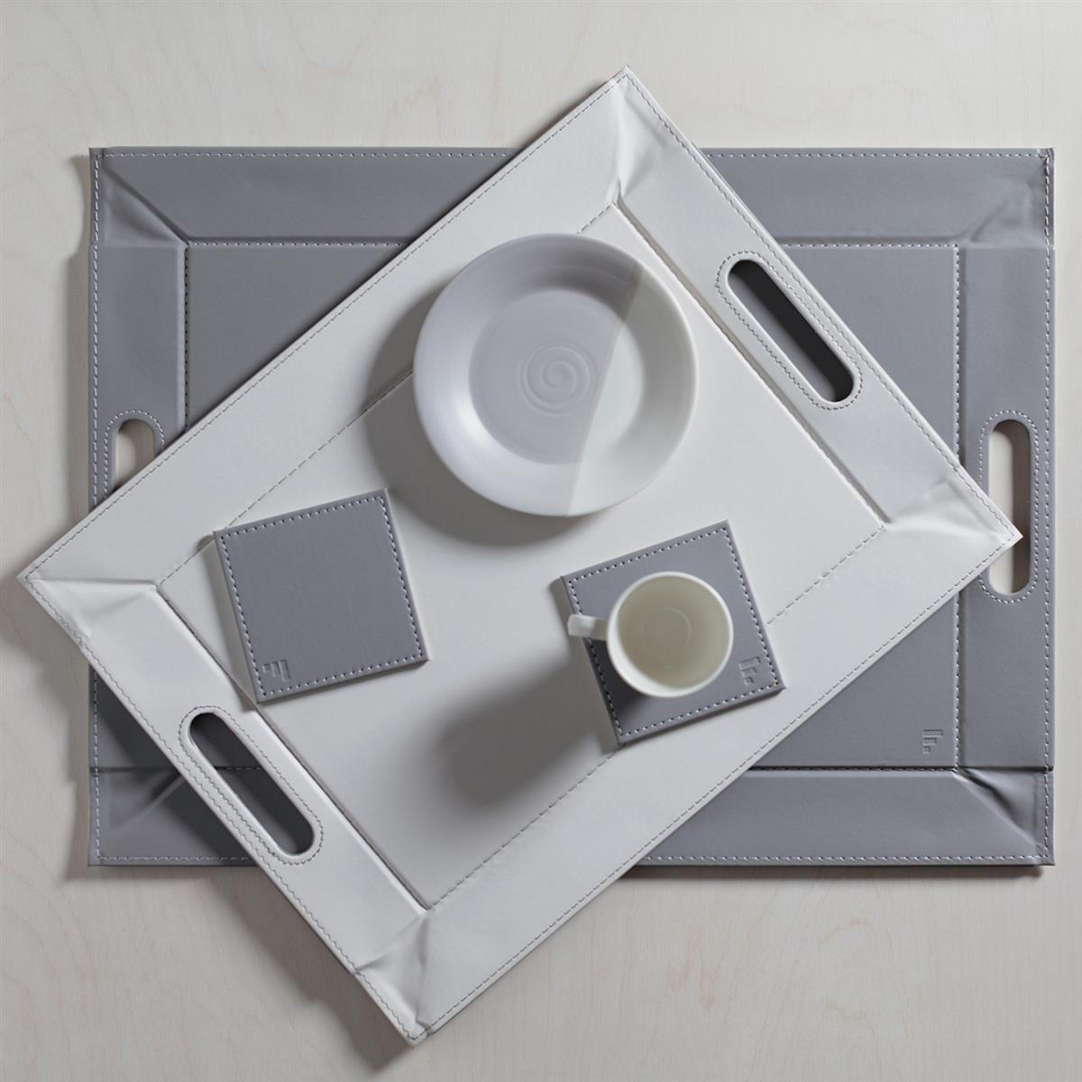UNTERSETZER Grau/Weiß, 4er Set - Grau, Textil (10/10cm) - Freeform