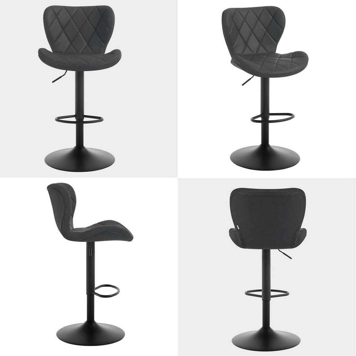 BARHOCKER 4er Set, Kunstleder, Metallgestell, Anthrazit - Anthrazit/Schwarz, Textil/Metall (47/89/54cm) - Woltu